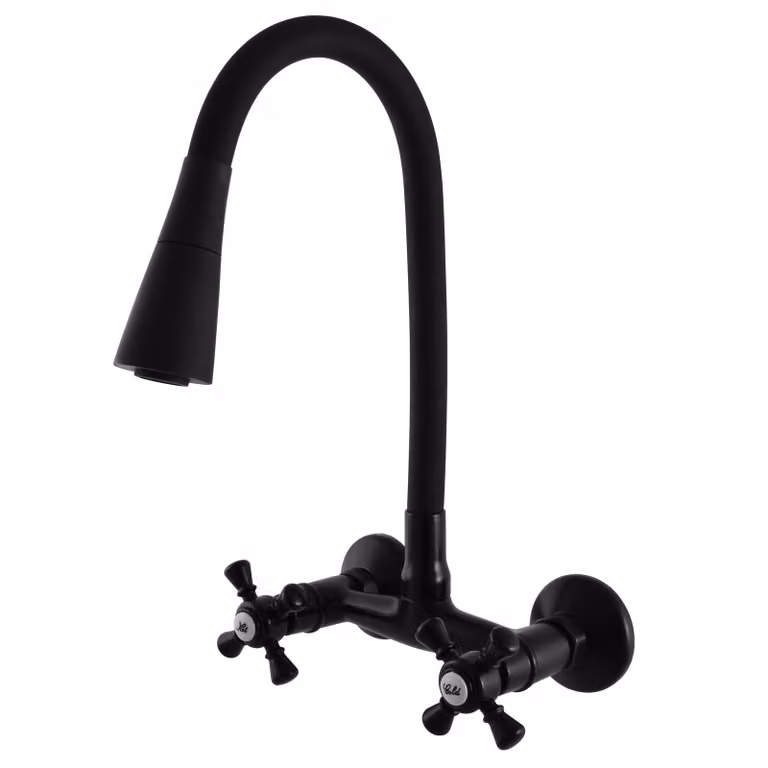 Slezák-RAV Slezák Rav Morava MK302/13CMAT Miscelatore per lavello con braccio flessibile con doccia Colore: nero opaco, Dimensioni: 150 mm
