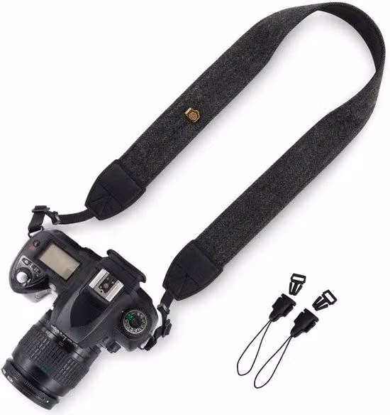 Cinghia di sicurezza per fotocamere vintage, universale, chiusura rapida, per fotocamere reflex, fotocamere reflex digitali, grigio