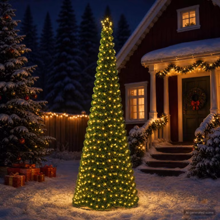 vidaXL Albero di Natale in tinsel con luci LED e base EKENAS 300 cm
