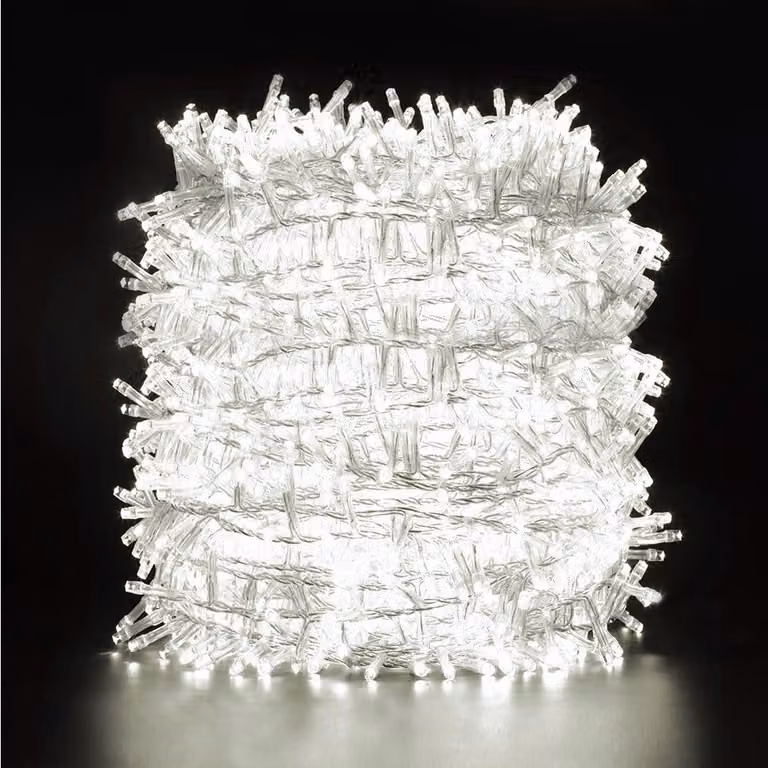 100M 2000LEDs, 8 modalità di luce, luci natalizie a LED, luci fiabesche elettricità cavo trasparente, luce per decorazione interna, illuminazione per feste, bianco
