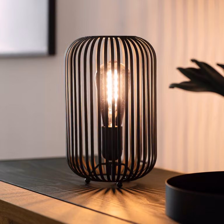 Schöner Wohnen Lampada da tavolo Cage, Nero, Soggiorno / Sala da pranzo, Metallo, Lampada da tavolo