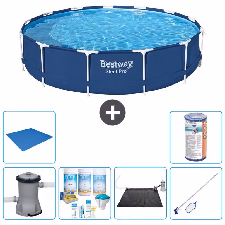 Bestway Steel Pro, piscina in acciaio, rotonda - 396x84 cm - 7 pezzi, modello S22109