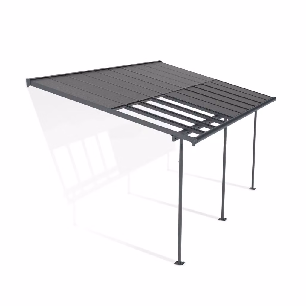 Pergola addossata Palram Canopia Sierra Cabrio in alluminio e policarbonato, colore grigio, L: 6,2 m x P: 3 m – 2