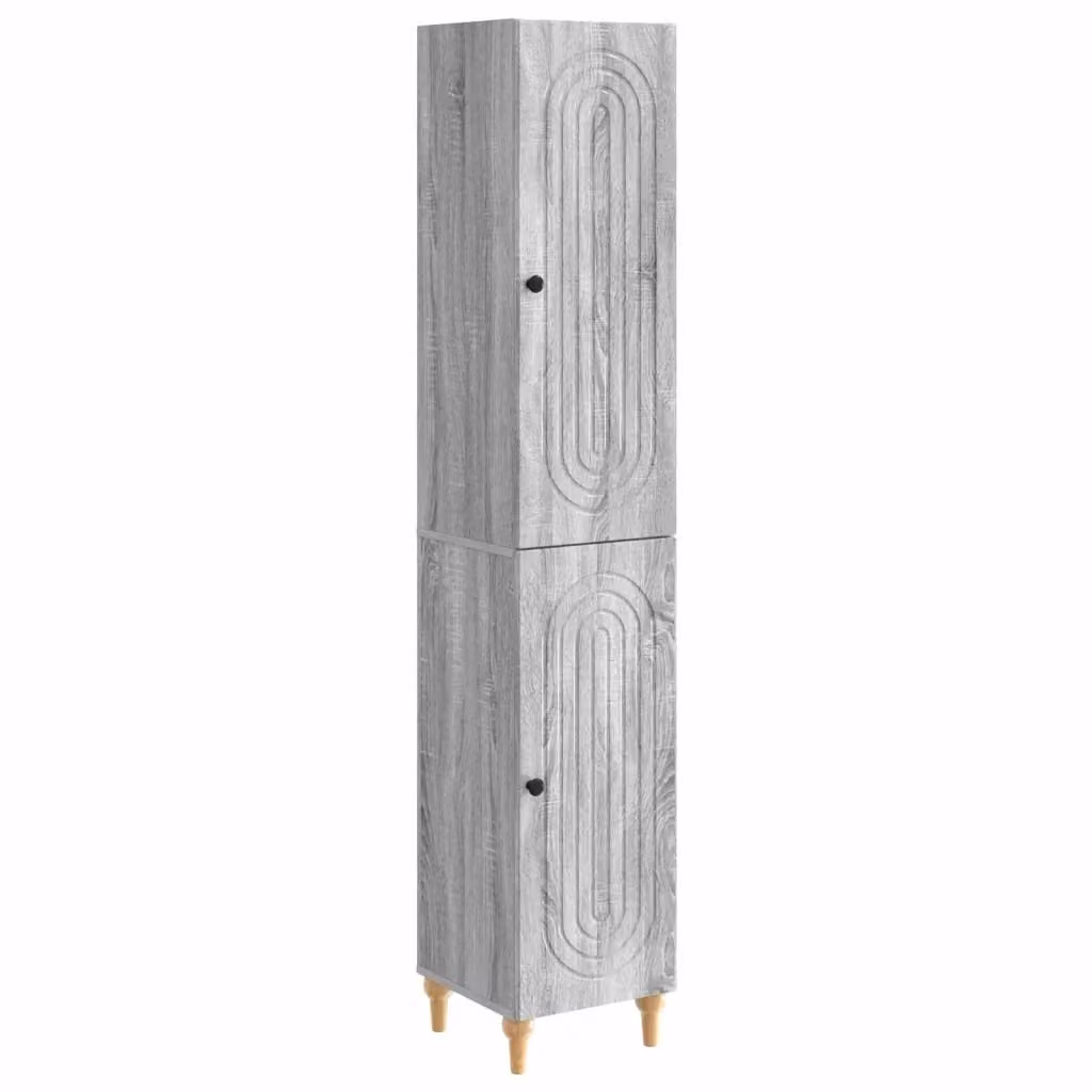 Set di 2 armadi moderni vidaXL in legno MDF grigio con illuminazione integrata e ante a battente per soggiorno o esterno – 2