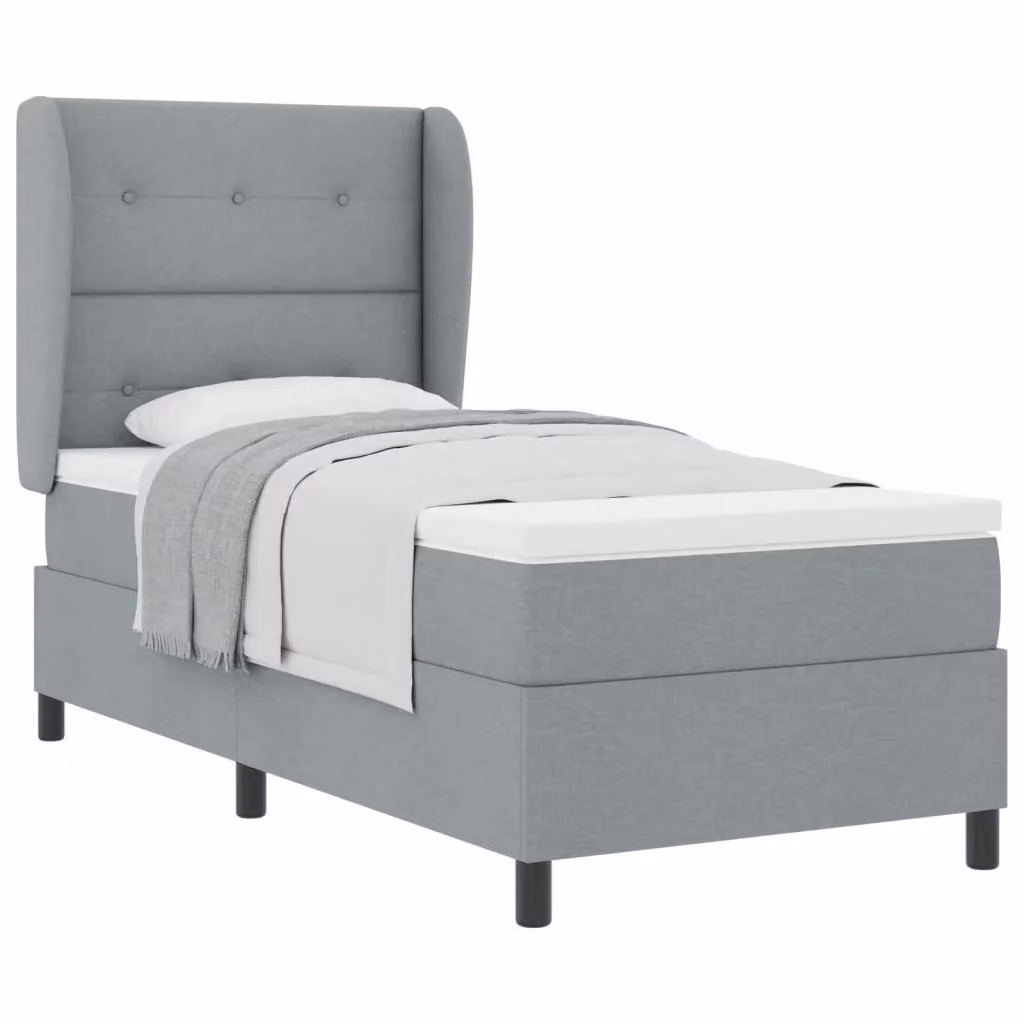 Letto a molle moderno vidaXL con testiera in tessuto grigio, L/P/H: 90 x 190 cm – 2