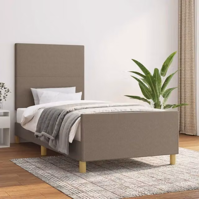 Struttura Letto Design Mania con Giroletto in Tessuto Beige e Legno di Larice L/P/H: 90 x 190 x 93 cm – 1
