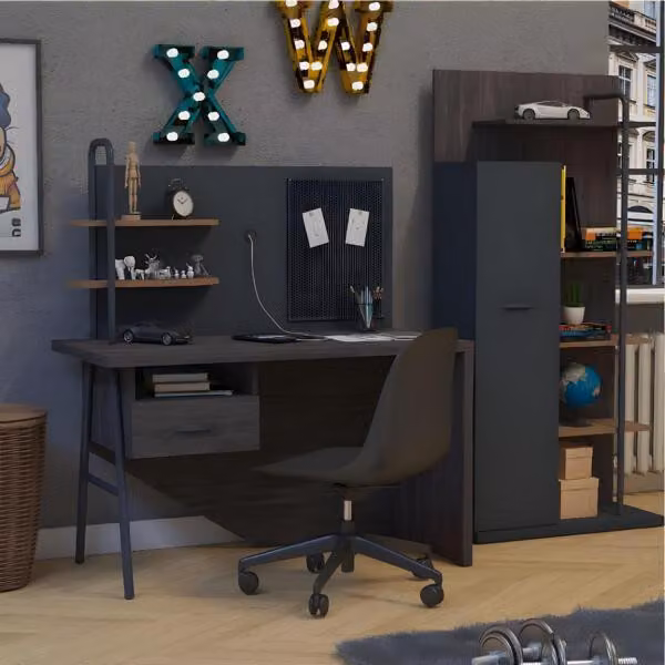 Moderner grauer Holzschreibtisch im eleganten Design