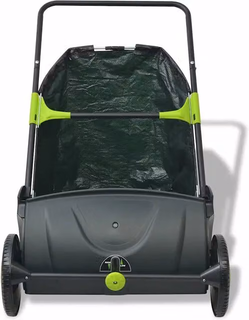 Spazzasprighe manuale VIDAXL verde e nero in plastica e acciaio con contenitore da 103 L – 1
