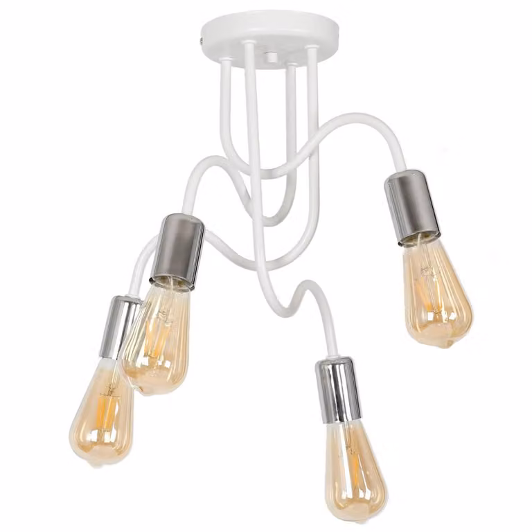 Lampada da soffitto industrial white chrome Dow 4xE27 15W Luminex