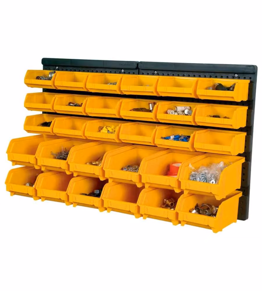 Kit Contenitori 32 pz con Pannelli a Parete Giallo e Nero