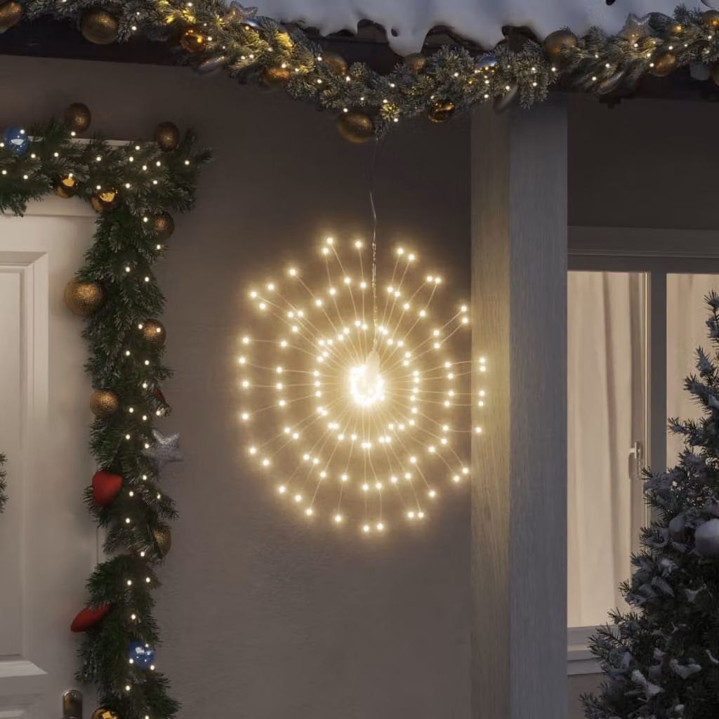 Set di 2 luci di Natale a LED vidaXL Galassia Bianco Caldo con Telecomando e Timer, fili in rame trasparenti, Altezza: 17 cm