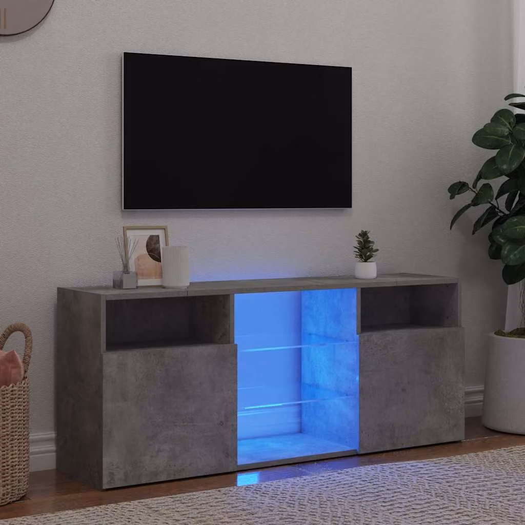 vidaXL Mobile Porta TV Moderno con Luci LED Integrate Grigio, L 120 cm x P 30 cm x H 50 cm
