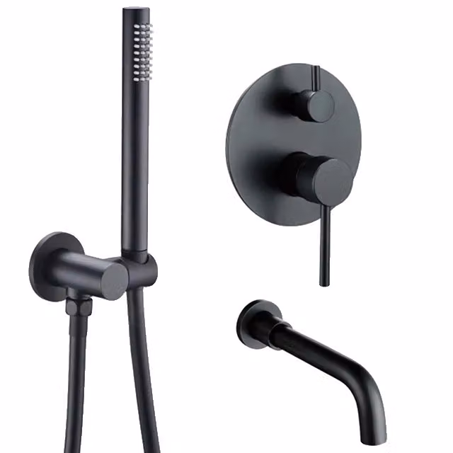 Rubinetto da bagno a due maniglie, a parete, nero, 210 mm