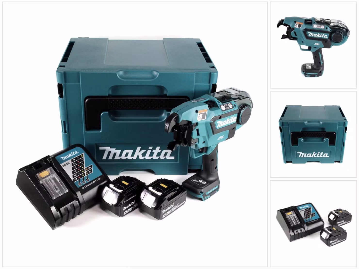 Connettore per armatura a batteria Makita DTR 180 RTJ 18V brushless per filo di legatura da 0,8 mm in Makpac + 2x batteria 5,0Ah + caricabatterie