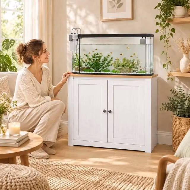 Supporto Per Acquario PANAMA Bianco E Marrone 81 X 36 X 73 Cm