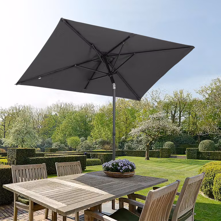 Ombrellone Sekey per balcone 200 x 125 cm rettangolare Ombrellone da giardino 8 stecche Ombrellone da mercato Ombrellone da terrazza con pulsante di apertura rapida UV50+