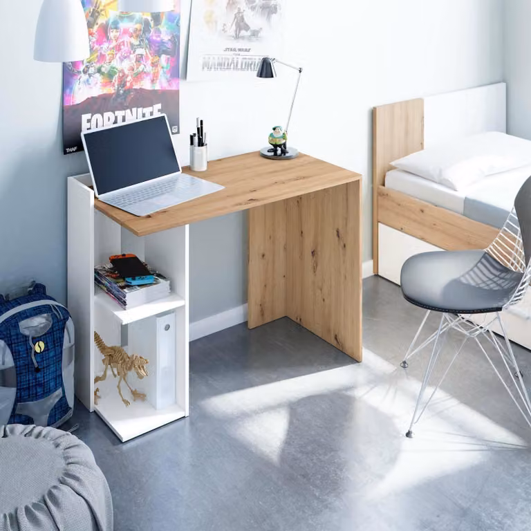 Dmora Scrivania Ablibla 52x100x78h cm Bianco, Modulabile Supporto pc