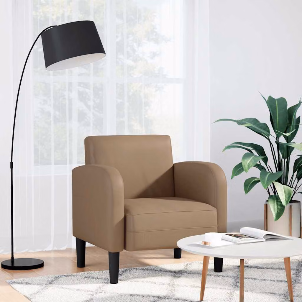 vidaXL Poltrona con Braccioli in Similpelle Beige e Marrone per Soggiorno o Ufficio
