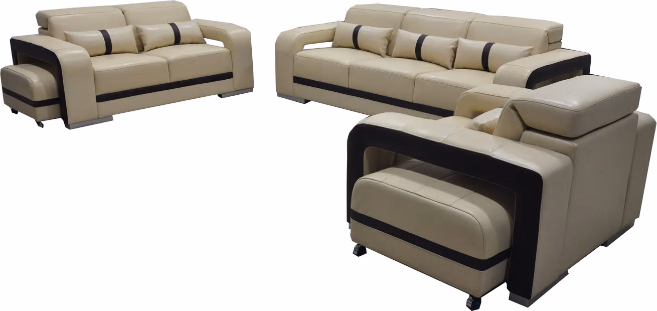Sofa Leder Couch Polster Garnitur 3+2+1 Sitz Komplett Set Design Garnituren
