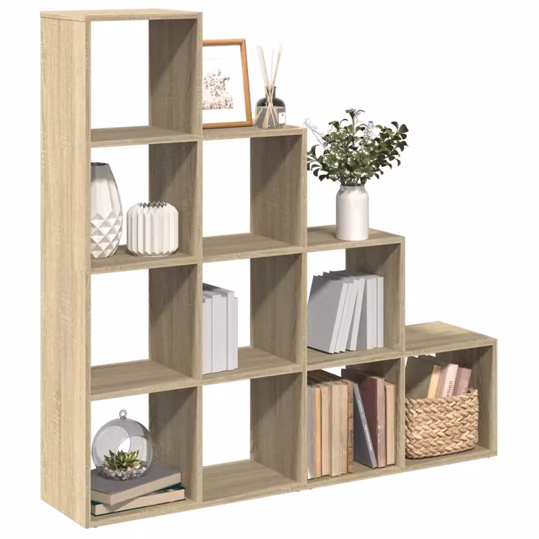 Libreria a scala vidaXL con 4 ripiani in MDF, colore Rovere Sonoma, L 131,5 cm x P 29 cm x H 131,5 cm