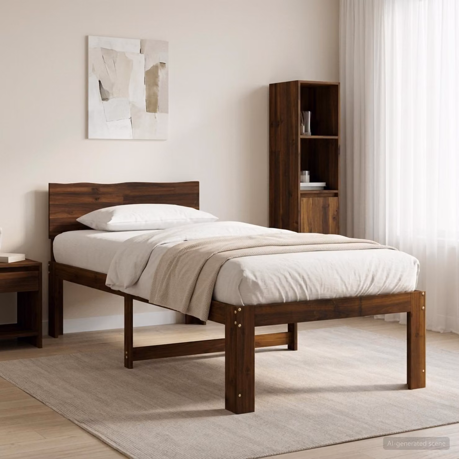 Letto Singolo con Testiera vidaXL ROSTOCK in Legno di Acacia Marrone Scuro L/P/H: 200 x 80 x 140 cm