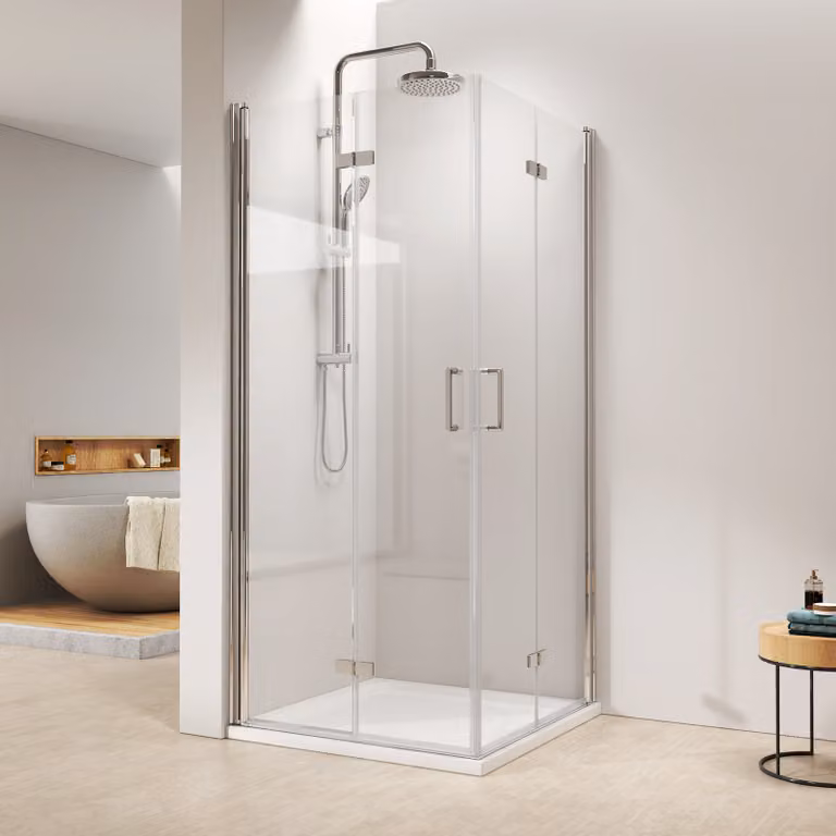 Cabina doccia EMKE 75x80x195 cm con ingresso angolare Cabine doccia Porta pieghevole Pannello doccia in vetro di sicurezza Nano Parete pieghevole