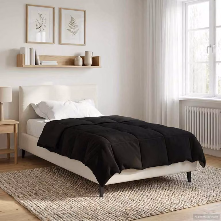 Piumino estivo traspirante e reversibile vidaXL in microfibra nero L/P/H: 140 x 200 cm