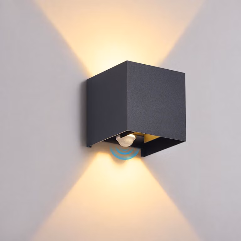 ZMH Lampada da parete LED per esterni, con sensore di movimento, 6W, grado di protezione IP54, 3000K, angolo di illuminazione regolabile, raggio di rilevamento. Lampada per corridoi, illuminazione esterna per ingressi, adatta per aree esterne