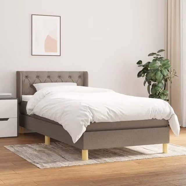 Letto Ibrido con Giroletto a Molle e Materasso vidaXL in Colore Beige e Bianco L/P/H: 80 x 200 x 83 cm