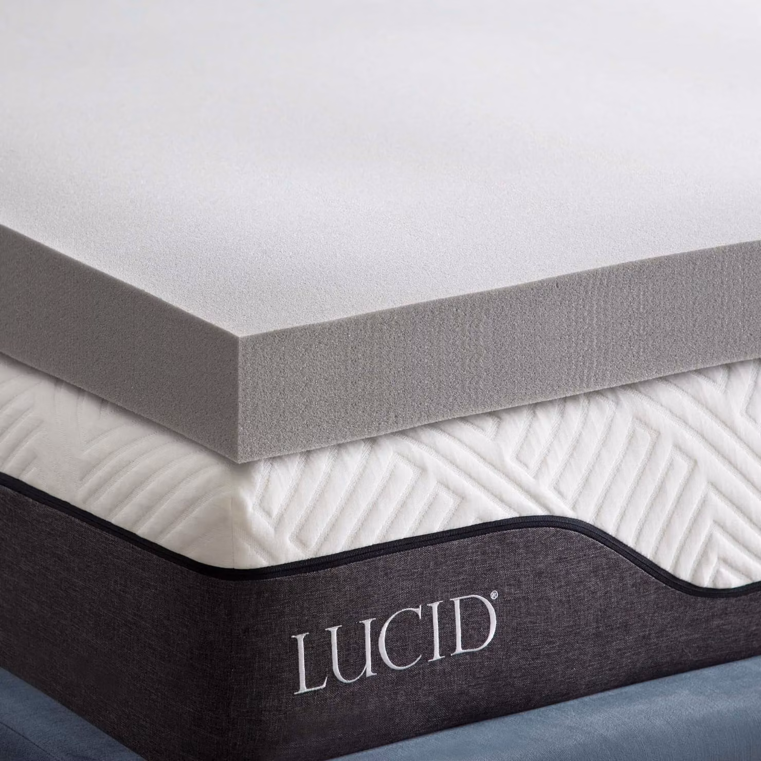 Materasso topper in memory foam LUCID, 80x190 cm, con carbone di bambù, spessore 10 cm