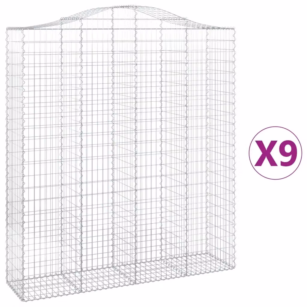 Set di 9 Cesti Gabbioni ad Arco Videx in Acciaio Zincato Argento L: 200 cm, P: 50 cm, H: 220/240 cm – 2