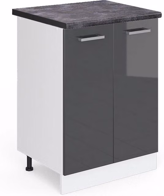 Mobiletto base cucina Vicco R-Line moderno in legno e plastica, Antracite e Bianco lucido, L: 60 cm, H: 81,6 cm