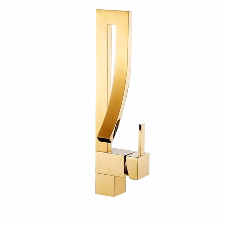 Rubinetto per lavabo, finitura oro, stile contemporaneo, Oro - Oro