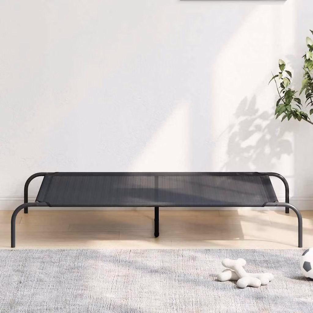 Cuccia per cani rialzata vidaXL in acciaio e textilene nera L: 130 cm, P: 80 cm, H: 20 cm