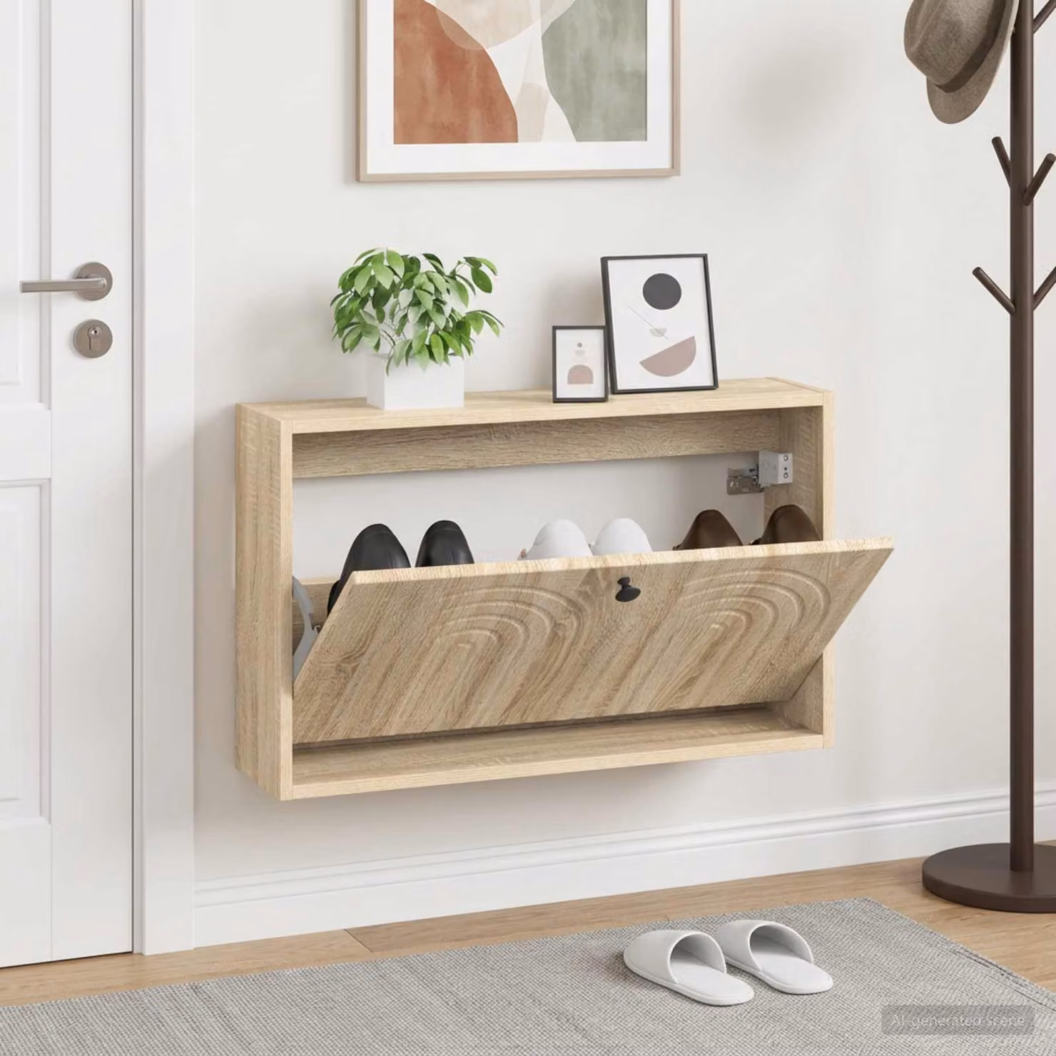 Mobiletto per scarpe da muro vidaXL ALKMAAR moderno con scomparti basculanti L: 71 cm, P: 43 cm, H: 17 cm