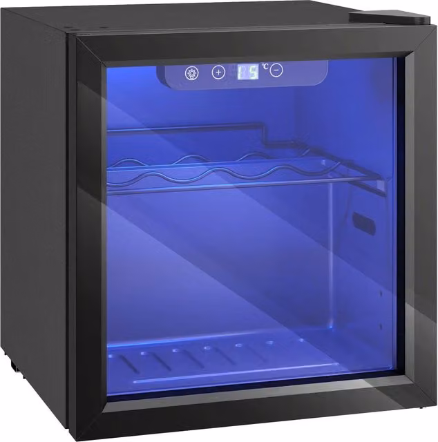 Cantinetta vino compatta 43 x 41.5 x 46.5 cm 12 bottiglie temperatura regolabile da 4 a 16 gradi contemporanea in acciaio nero 21_0000970