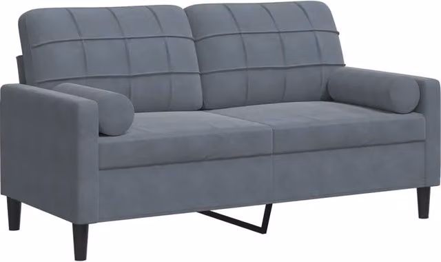 Divano | Divano da soggiorno | Sofa a 2 Posti con Cuscini Grigio Scuro 140 cm in Velluto