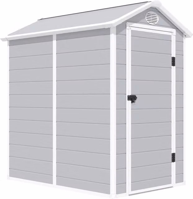 Casetta Box da Giardino GIORDANOSHOP in Plastica Grigia con Finestra e Serratura L: 192 cm, P: 134 cm, H: 204 cm