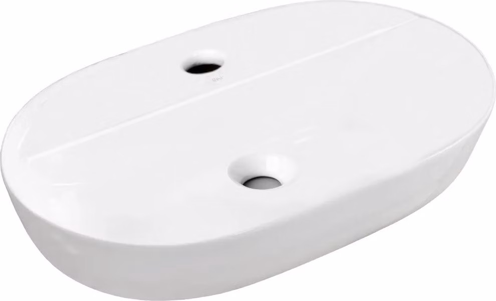 VBChome Lavabo 60 x 40 cm Vetroceramica Bianco Ovale con foro per rubinetto Lavabo Lavandino Lavabo da appoggio Lavabo da appoggio Lavabo in Vetroceramica Lavabo