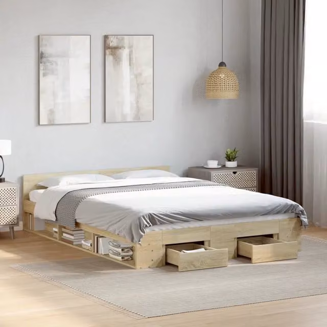 Letto con cassetti vidaXL in legno Rovere Sonoma marrone L: 160 cm, P: 200 cm – 1