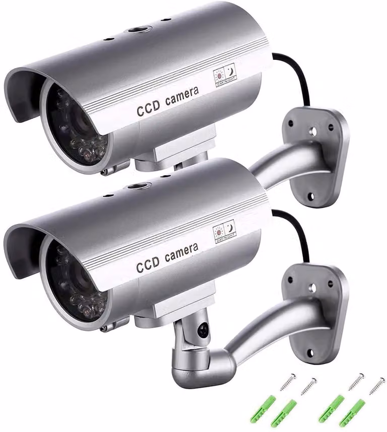 Telecamera di sicurezza finte con LED, confezione da 2