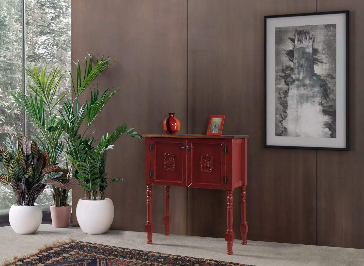 Skye Decor, Ada Dresser - Rosso, Comò, Rosso, 100% MDF, 82 x 92 x 40 cm