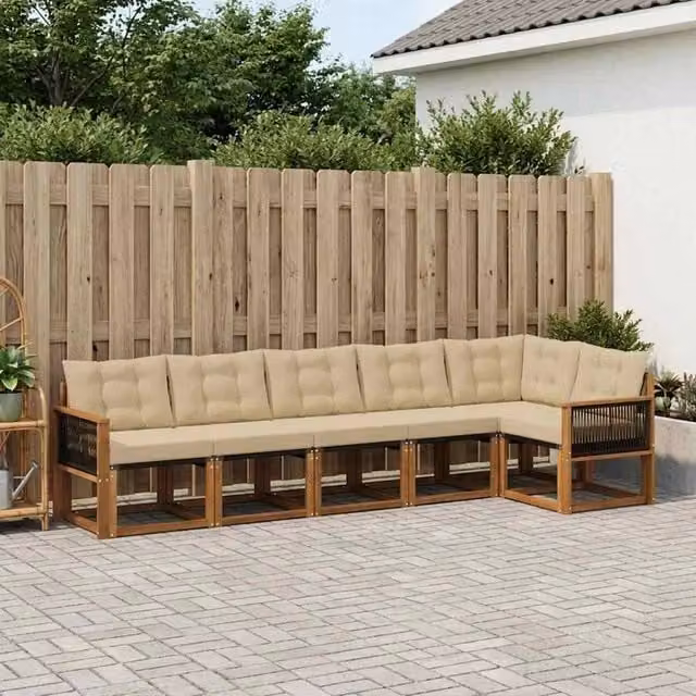 Set di divani da esterno 6 pz Naturale e Beige 3381985