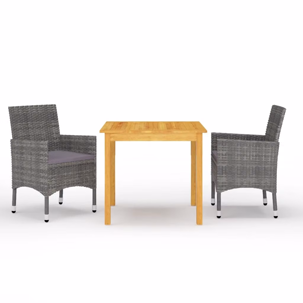 vidaXL set da pranzo da giardino 3 pezzi grigio