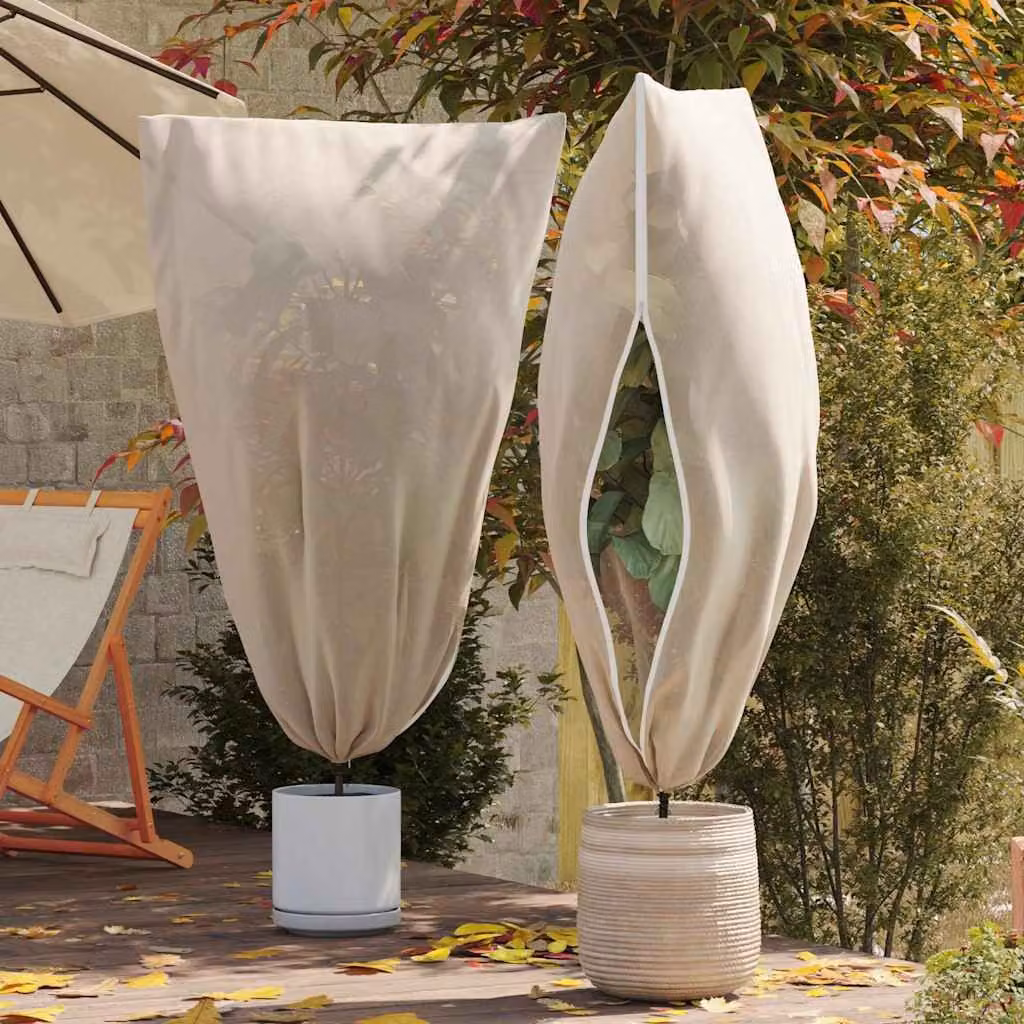 Set di 5 coperture in fleece beige vidaXL per la protezione antigelo delle piante
