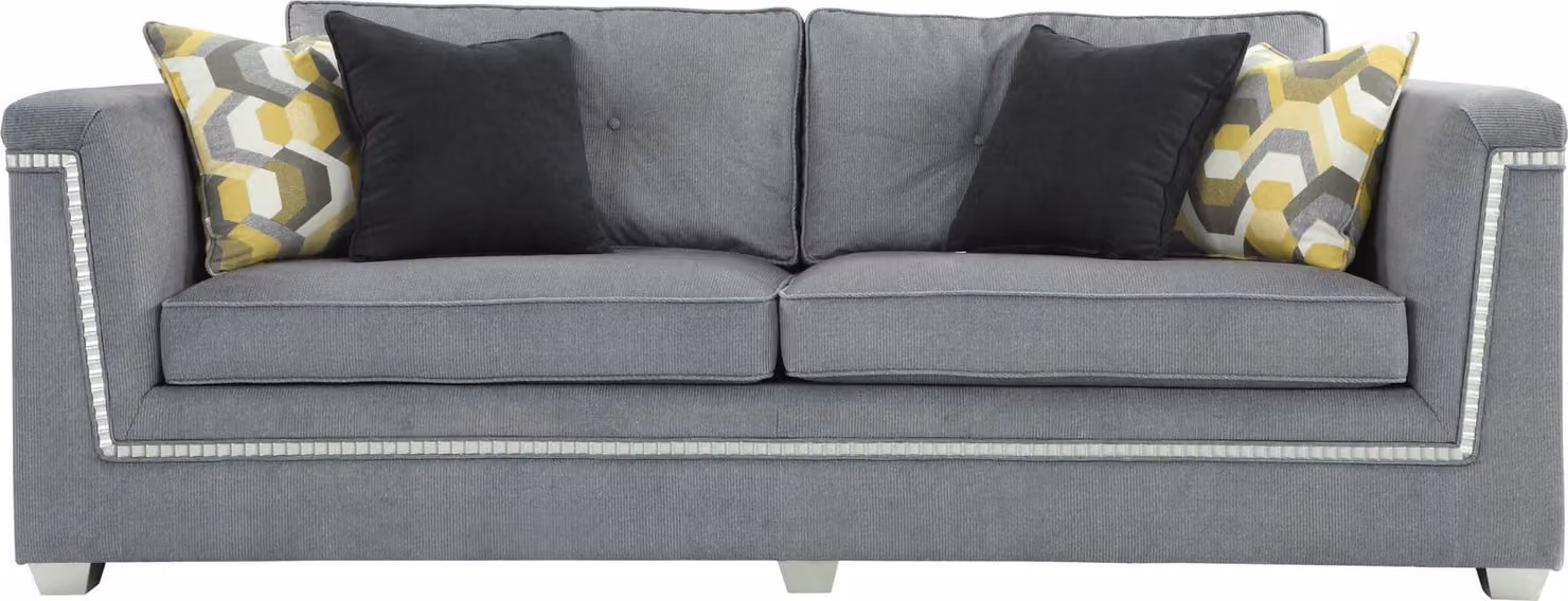 Sofagarnitur 3+1 Grau Wohnzimmer Textil Polstermöbel Modernes Sofa Sessel