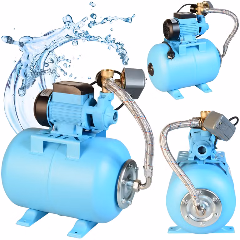 Pompa per acqua domestica QB 60 (2100l/h, 370W, prevalenza 39m) - serbatoio di pressione 24L - pompa per acqua domestica automatica con pressostato manometro - giardino - 24 litri