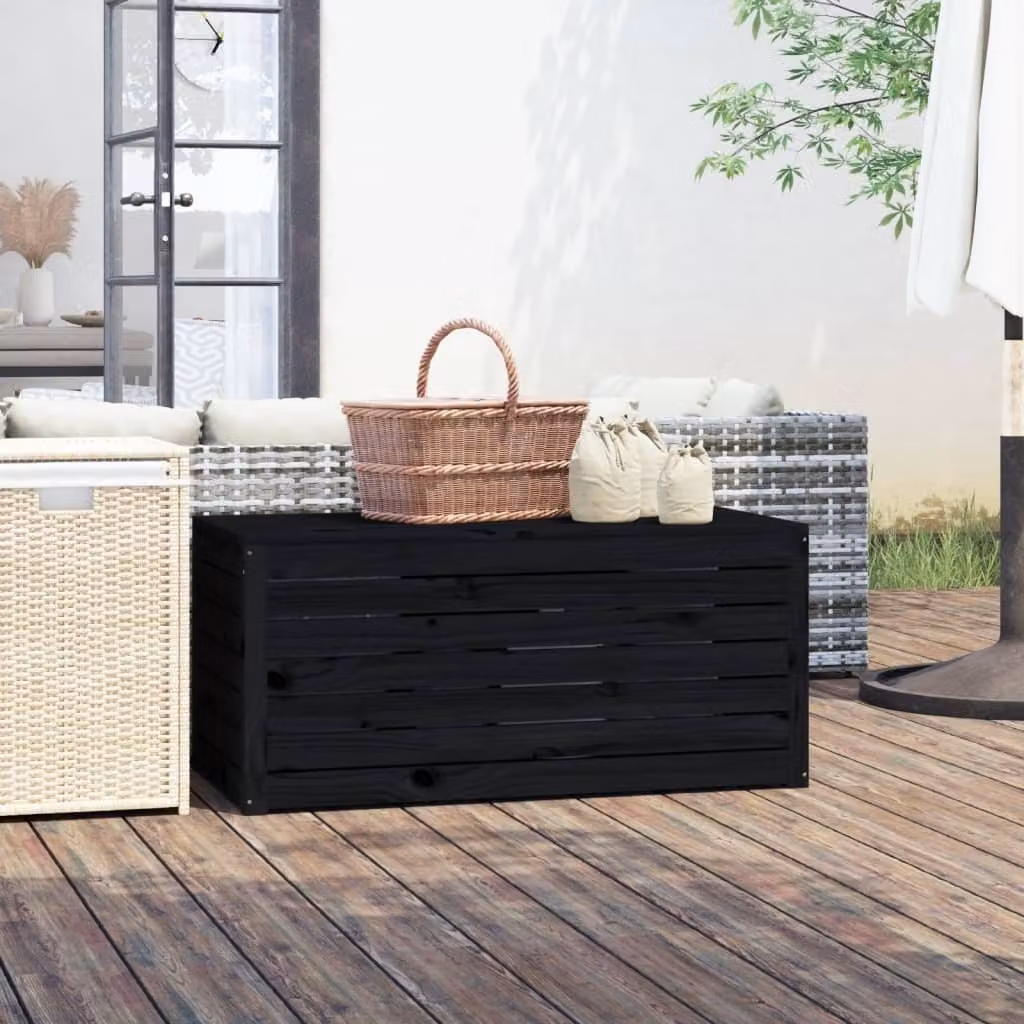 vidaXL Scatola da giardino nera 101x50,5x46,5 cm in pino massiccio - Scatola da giardino - Mobili da giardino - Scatola per esterni