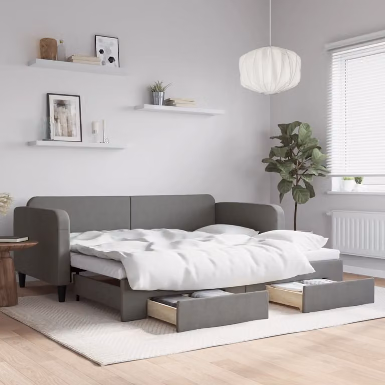 Maison Exclusive - Divano letto estraibile con cassetti, grigio scuro, 90x190 cm, tessuto