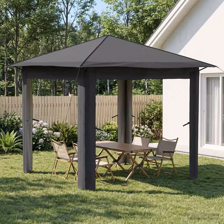 Gazebo senza Parete vidaXL in Acciaio e Poliestere, Grigio chiaro e Antracite, L/P: 260 x 260 cm